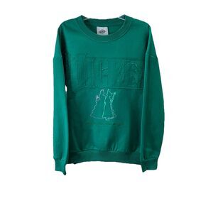 WICKED Embroidered Make Your Own Magic Crewneck Sweatshirt Womens XXS Green NEW